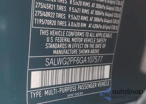 2016 Land Rover Range Rover Sport 3.0L V6 Supercharged Se from USA, damaged, VIN SALWG2PF6GA107577